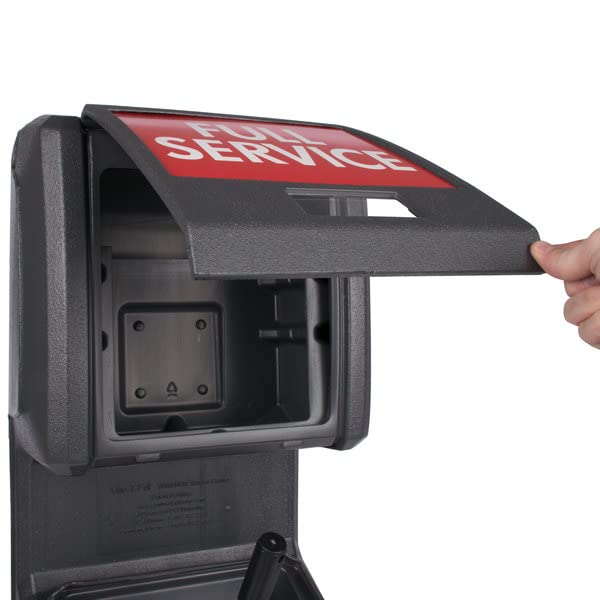 Charcoal Gray Windshield Service Center & Trash Can