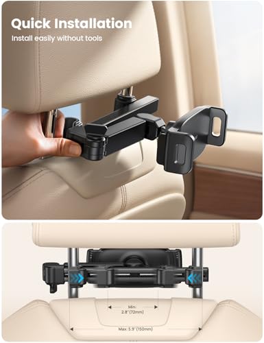 Adjustable 3-in-1 Headrest Tablet Holder for 4.7–11" Devices