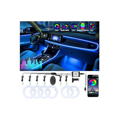 6-in-1 RGB Car Interior LED Strip Lights with App Control