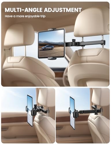 Adjustable 3-in-1 Headrest Tablet Holder for 4.7–11" Devices