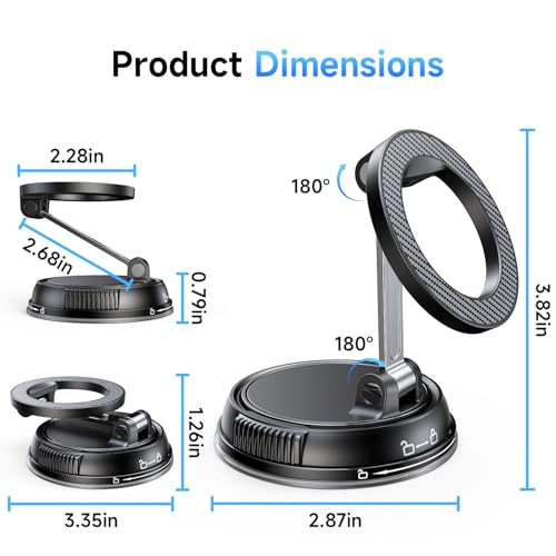 MagSafe 360° Adjustable Car Phone Mount with Strong Suction