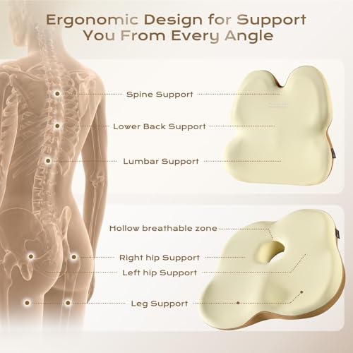 Ergonomic Memory Foam Car Seat Cushion for Sciatica Relief