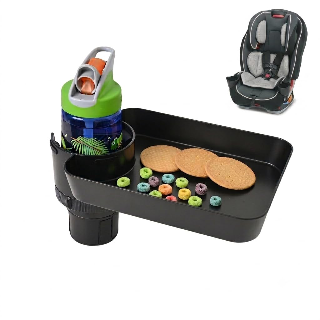 Adjustable Kids Car Seat Snack Tray with Anti-Shake Cup Holder