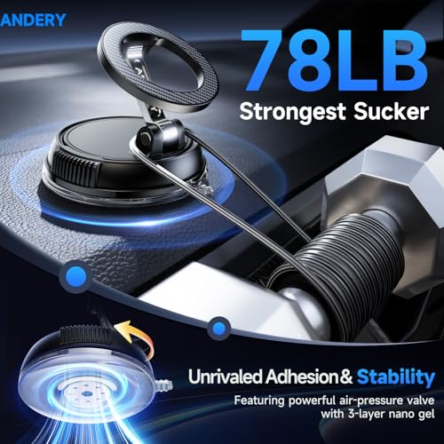 MagSafe 360° Adjustable Car Phone Mount with Strong Suction
