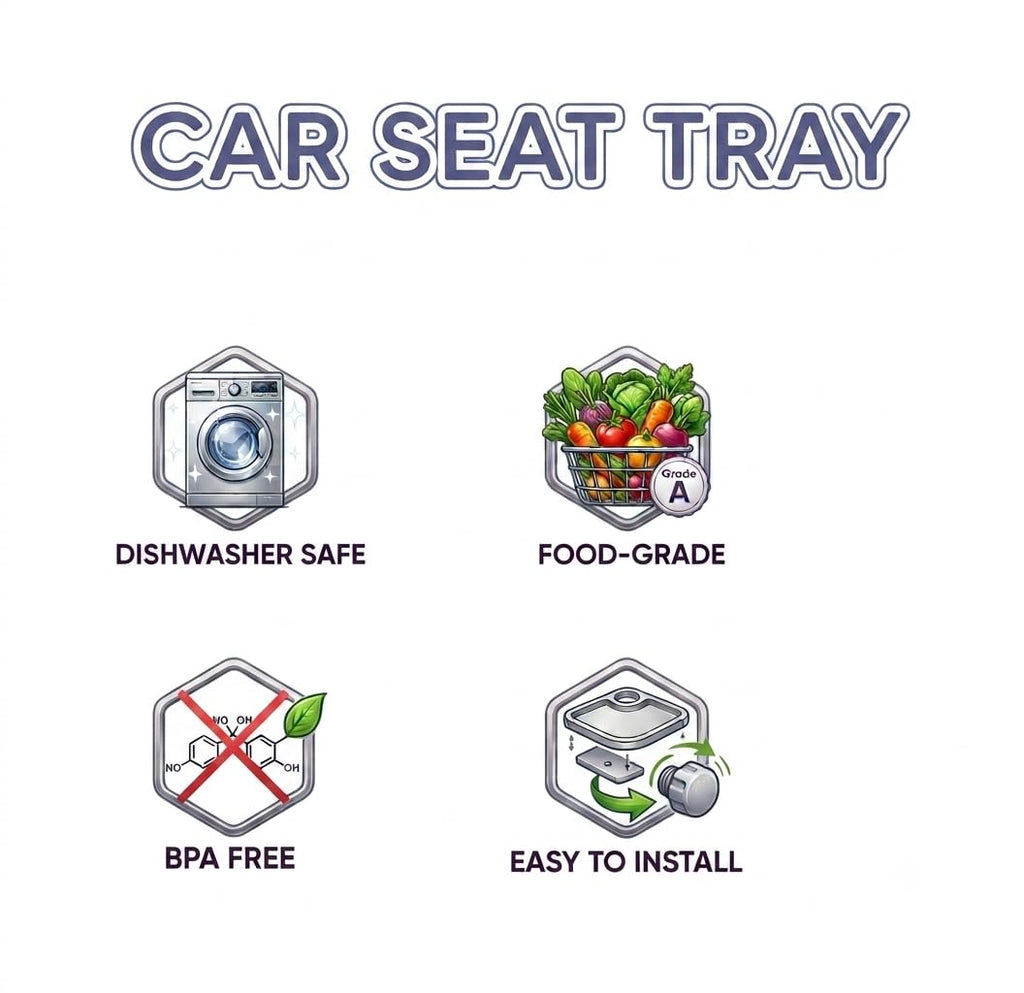 Adjustable Kids Car Seat Snack Tray with Anti-Shake Cup Holder