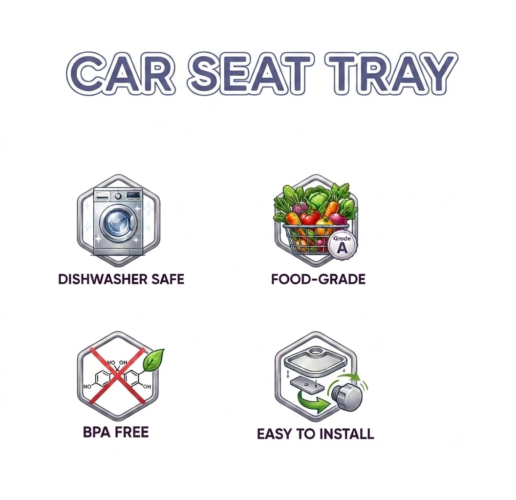 Adjustable Kids Car Seat Snack Tray with Anti-Shake Cup Holder
