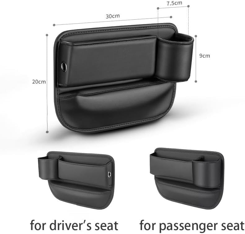 PU Leather Seat Gap Organizer with Cup Holder & Storage