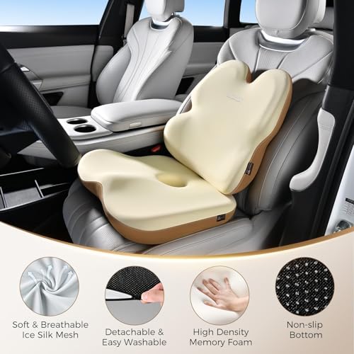 Ergonomic Memory Foam Car Seat Cushion for Sciatica Relief