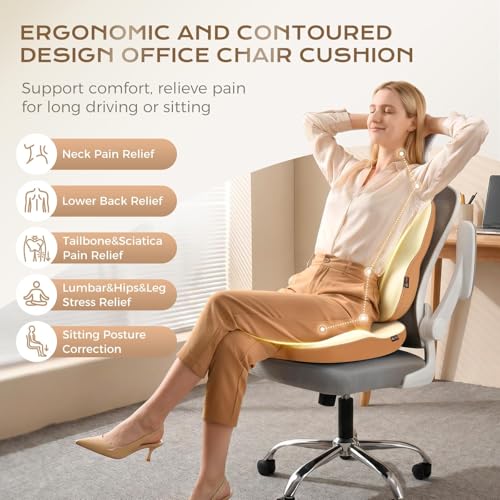 Ergonomic Memory Foam Car Seat Cushion for Sciatica Relief