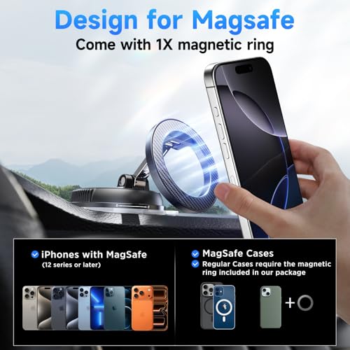 MagSafe 360° Adjustable Car Phone Mount with Strong Suction