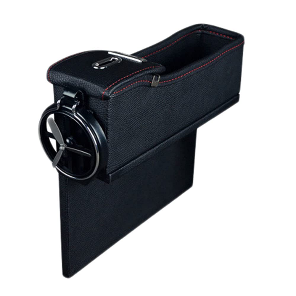 Premium PU Leather Car Seat Gap Organizer with Cup Holder