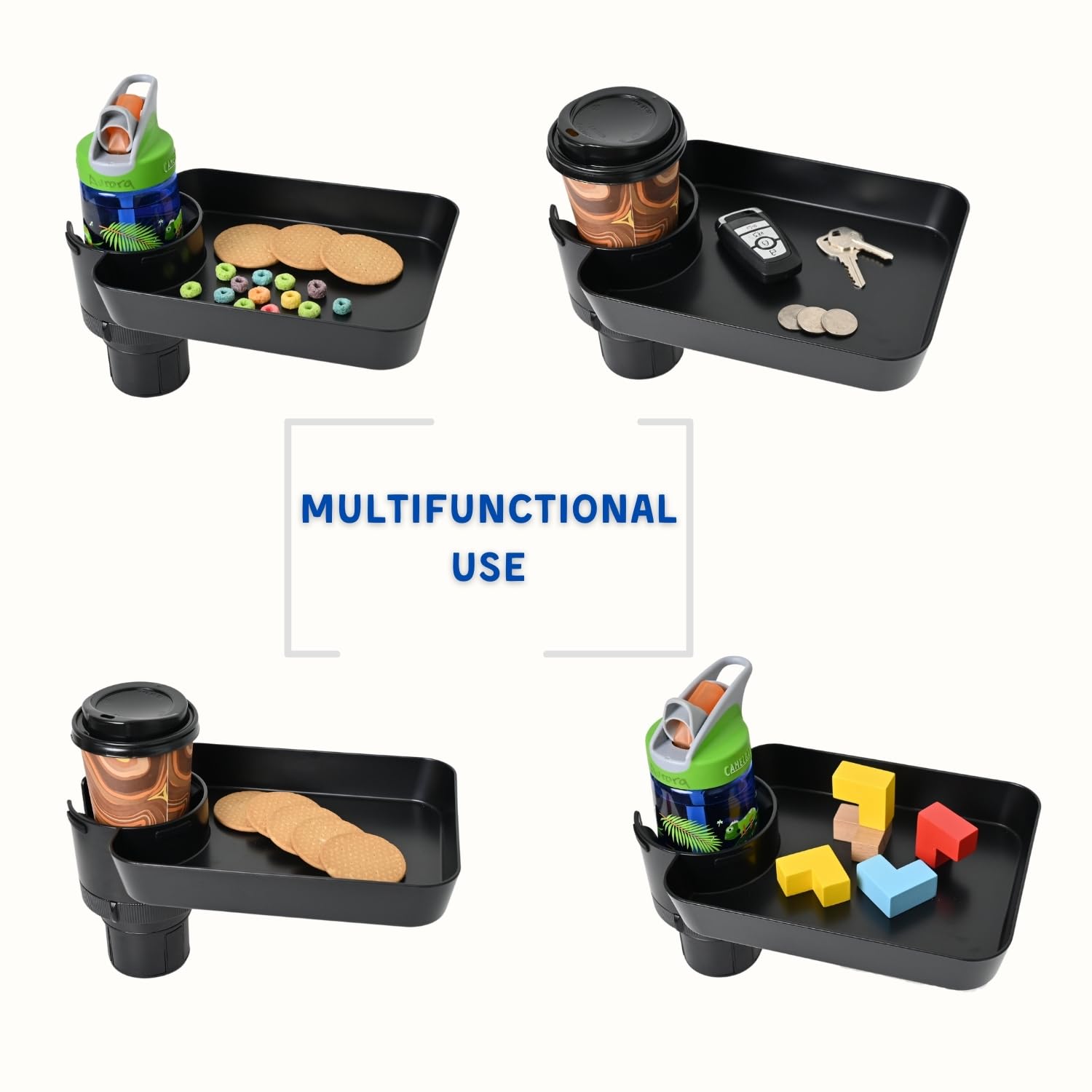 Adjustable Kids Car Seat Snack Tray with Anti-Shake Cup Holder