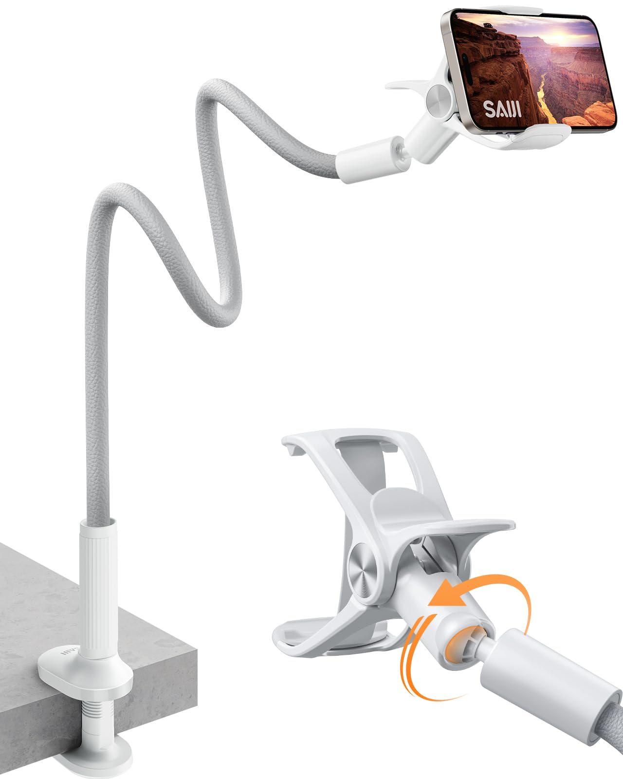 Flexible Gooseneck Phone Holder with Clamp Mount