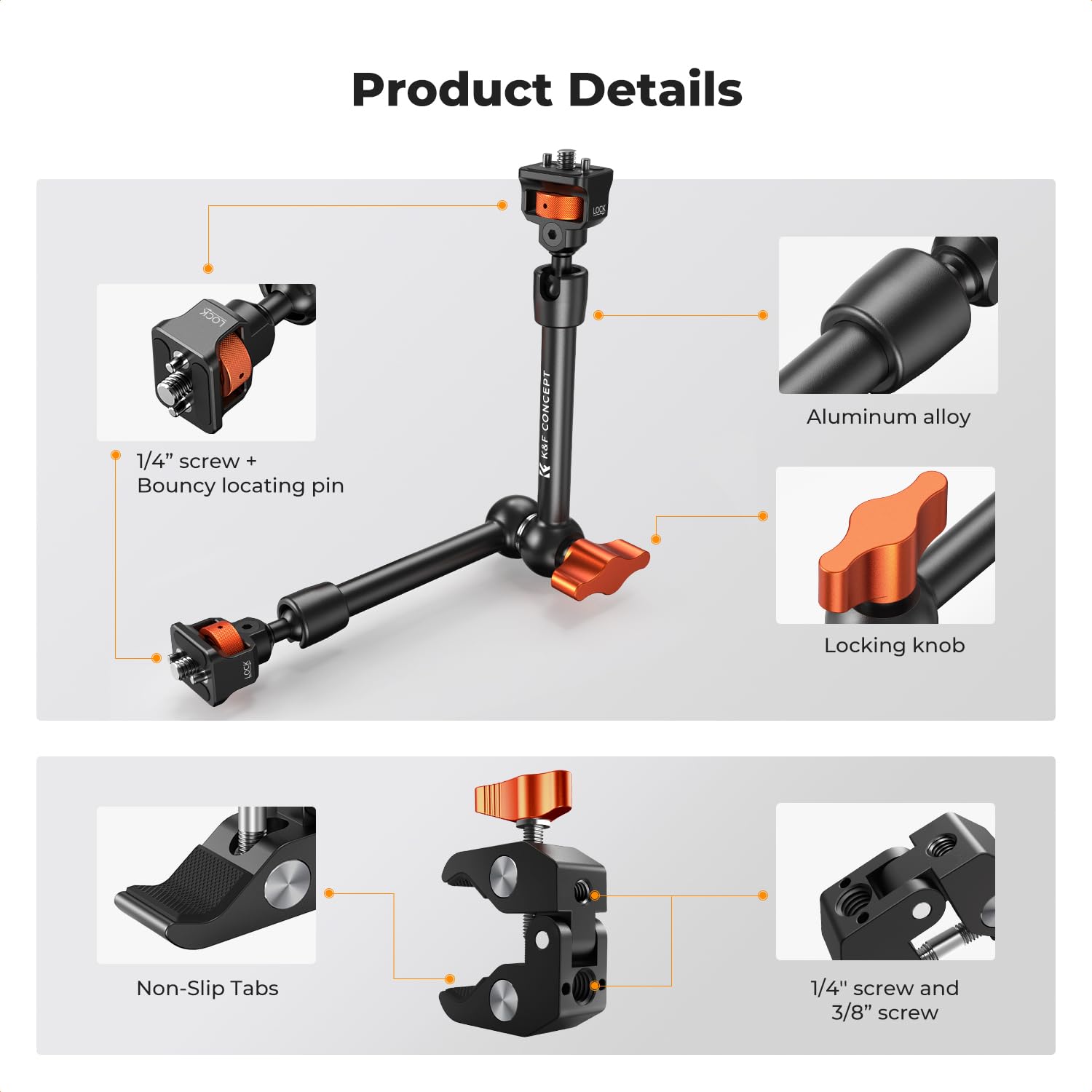 11-Inch 360° Articulating Magic Arm Camera Mount Adapter