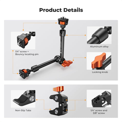 11-Inch 360° Articulating Magic Arm Camera Mount Adapter