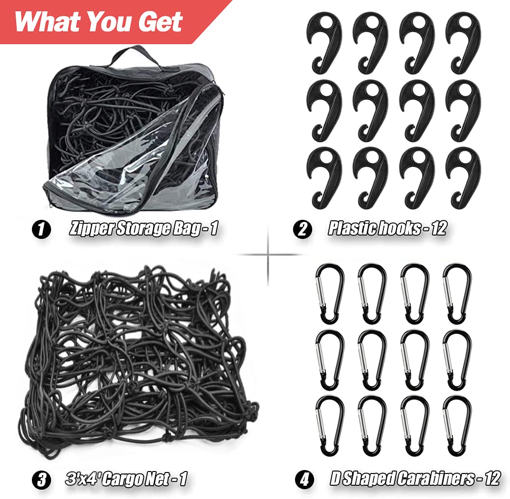 Universal Car Cargo Net for Trunk Storage & Organization