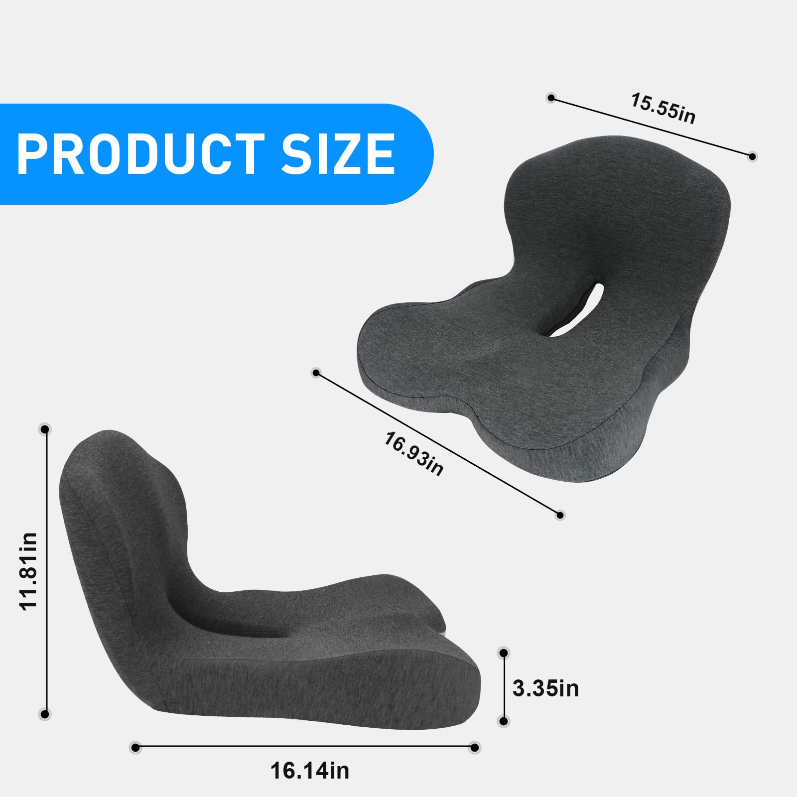 Memory Foam Car Seat Cushion with Back Support for Drivers