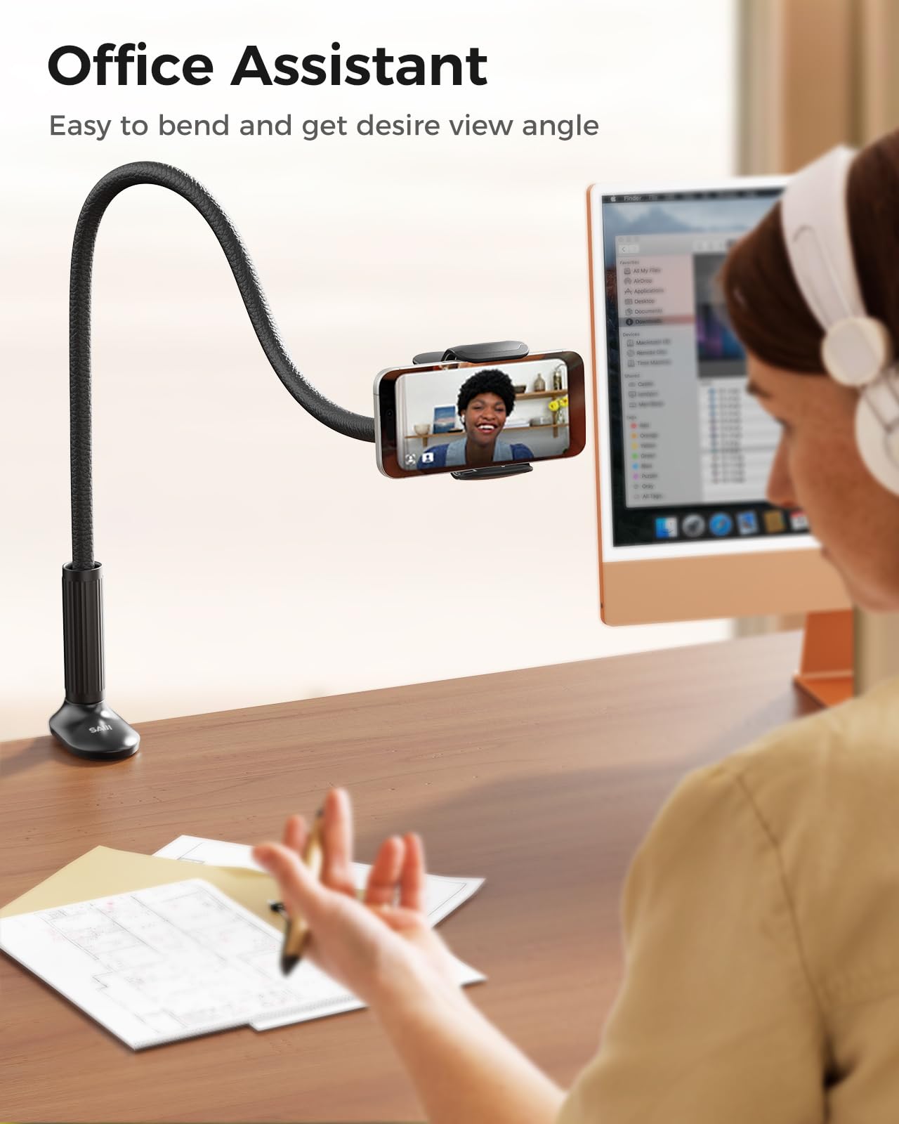 Flexible Gooseneck Phone Holder with Clamp Mount