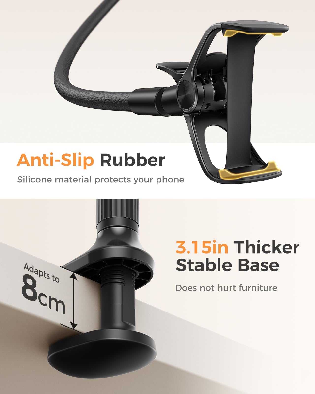 Flexible Gooseneck Phone Holder with Clamp Mount