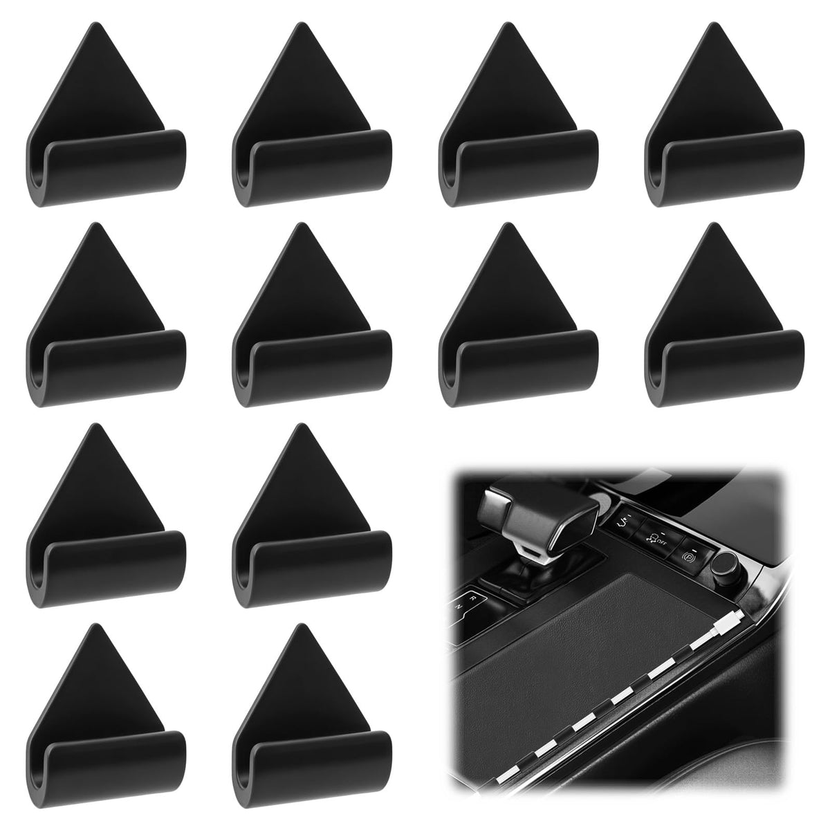 12-Piece Car Cable Management Clips for USB & Dash Cams