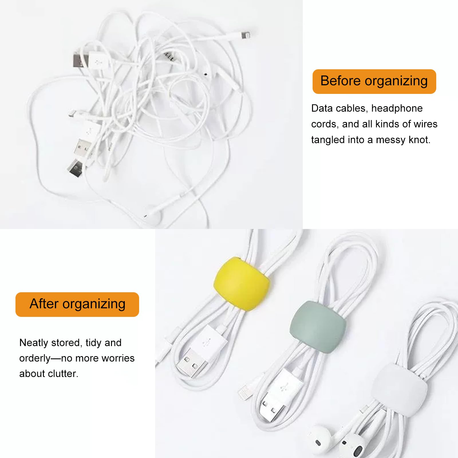 Multi-Pack Charging Cable Organizer Clips for Car & Travel