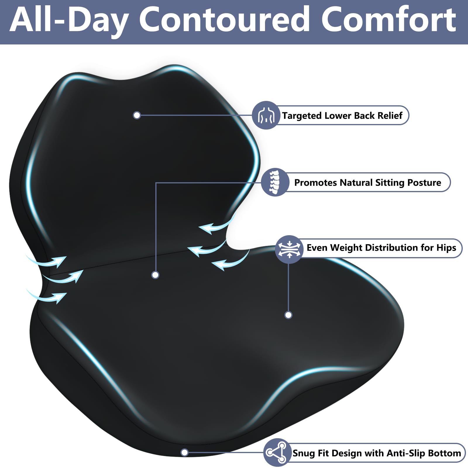 Memory Foam Car Seat Cushion & Lumbar Support Pillow