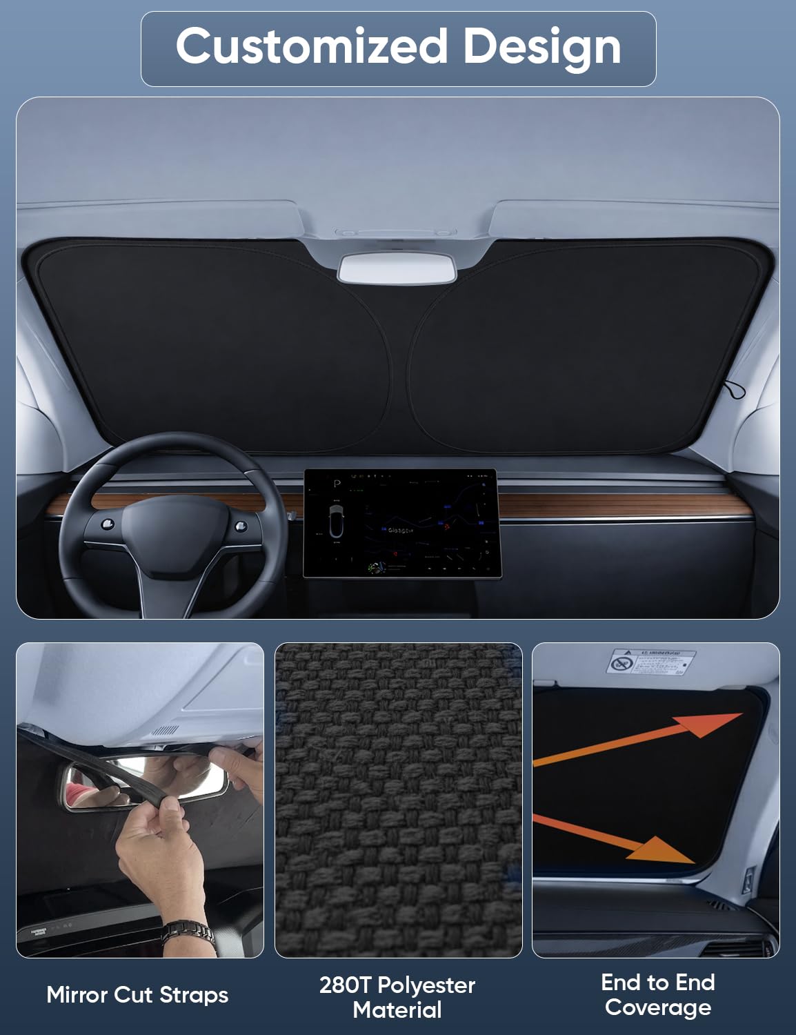 Front Windshield Sun Shade & Car Window Sun Visor