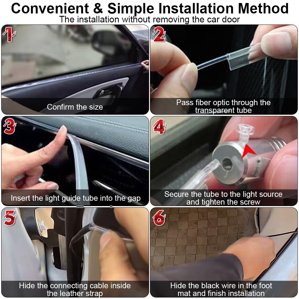 5-in-1 App-Controlled LED Strip Lights for Car Interiors