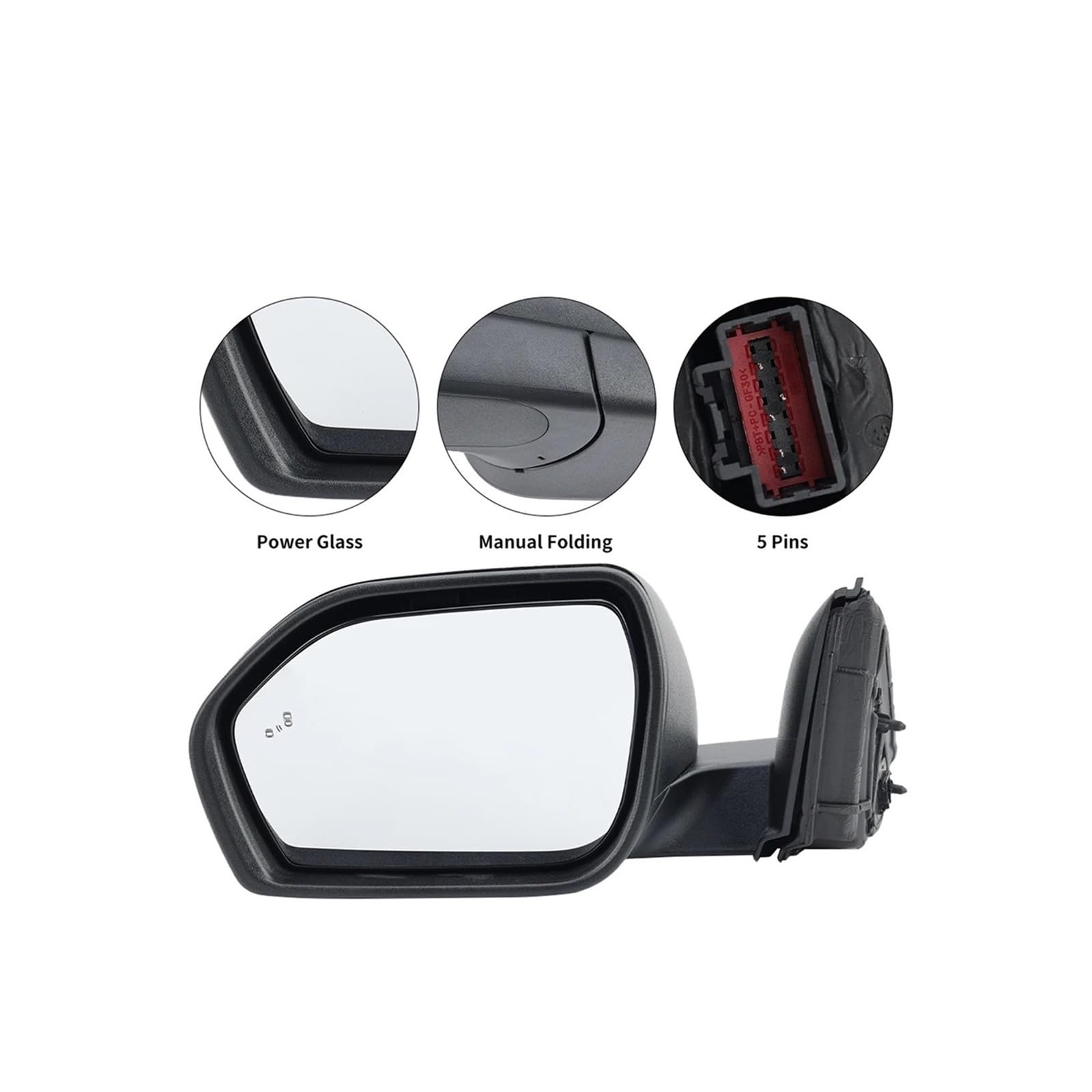 Textured Black 5-Pin Side Mirror for Ford Explorer 2020–2025