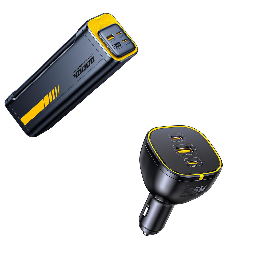 165W USB-C Laptop Car Charger & 40000mAh Power Bank