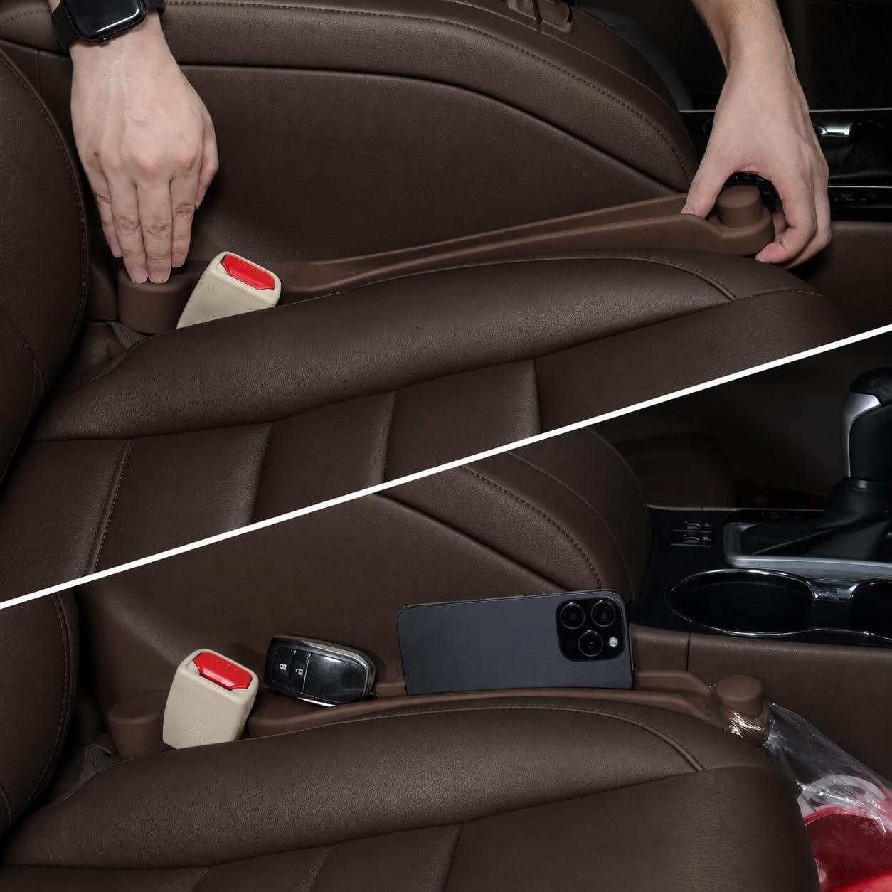 2-Pack 3-in-1 Car Seat Gap Fillers with Organizer & Hook