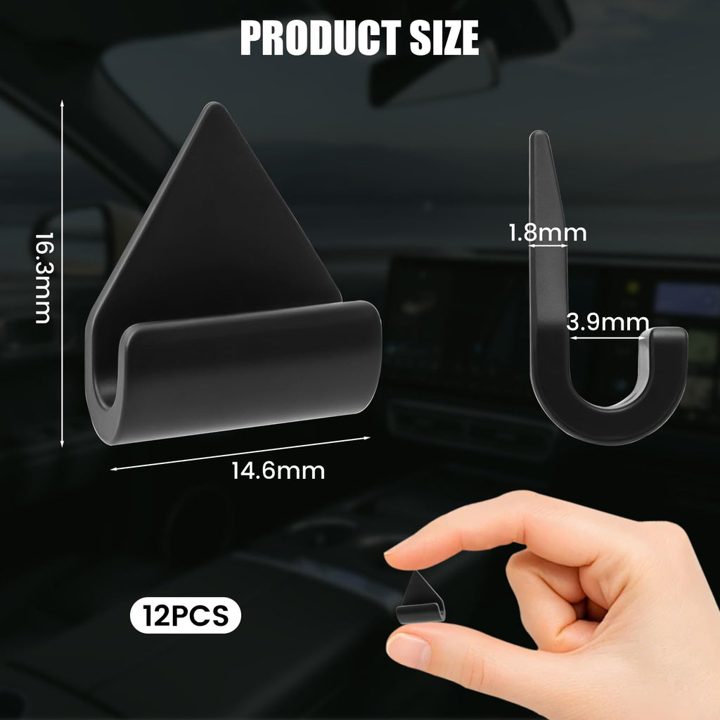 12-Piece Car Cable Management Clips for USB & Dash Cams