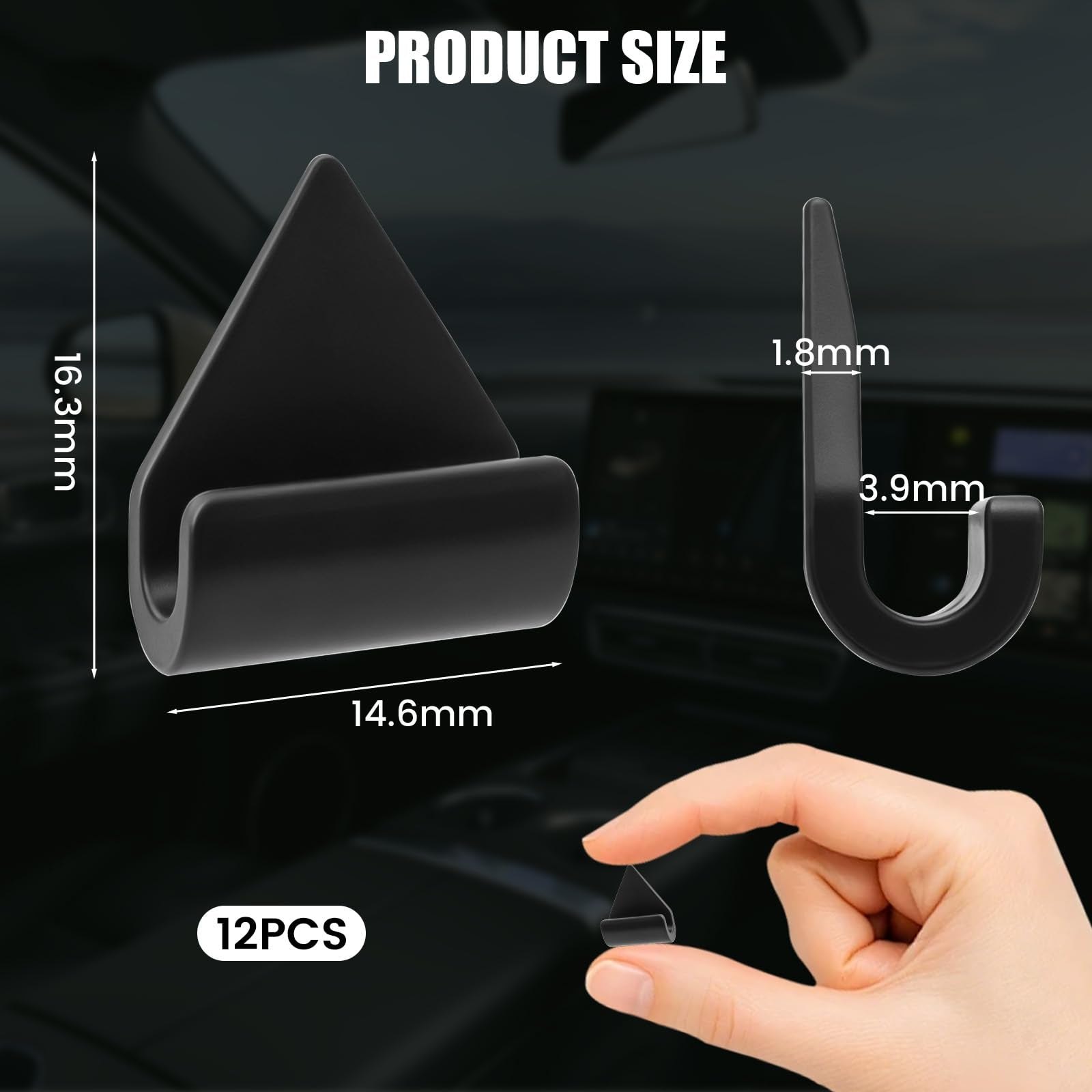 12-Piece Car Cable Management Clips for USB & Dash Cams