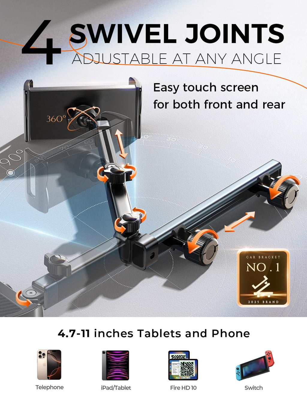 3-in-1 Backseat Tablet Holder & Car Organizer