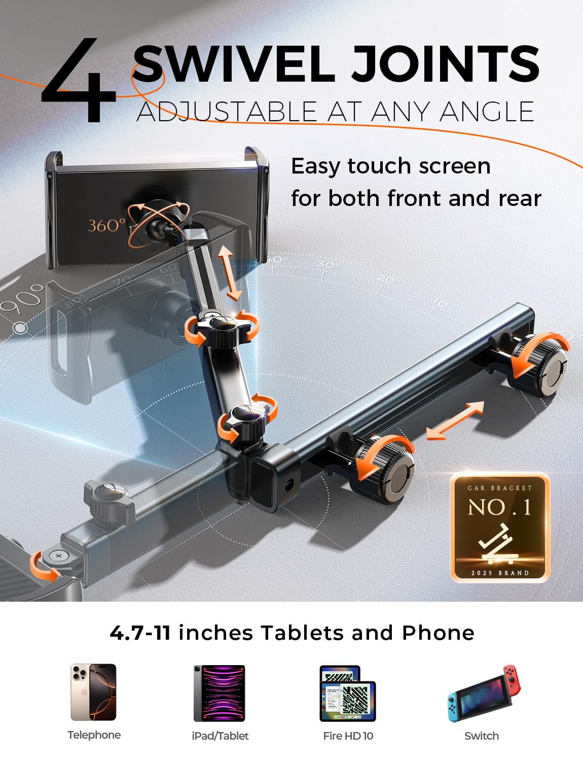 3-in-1 Backseat Tablet Holder & Car Organizer