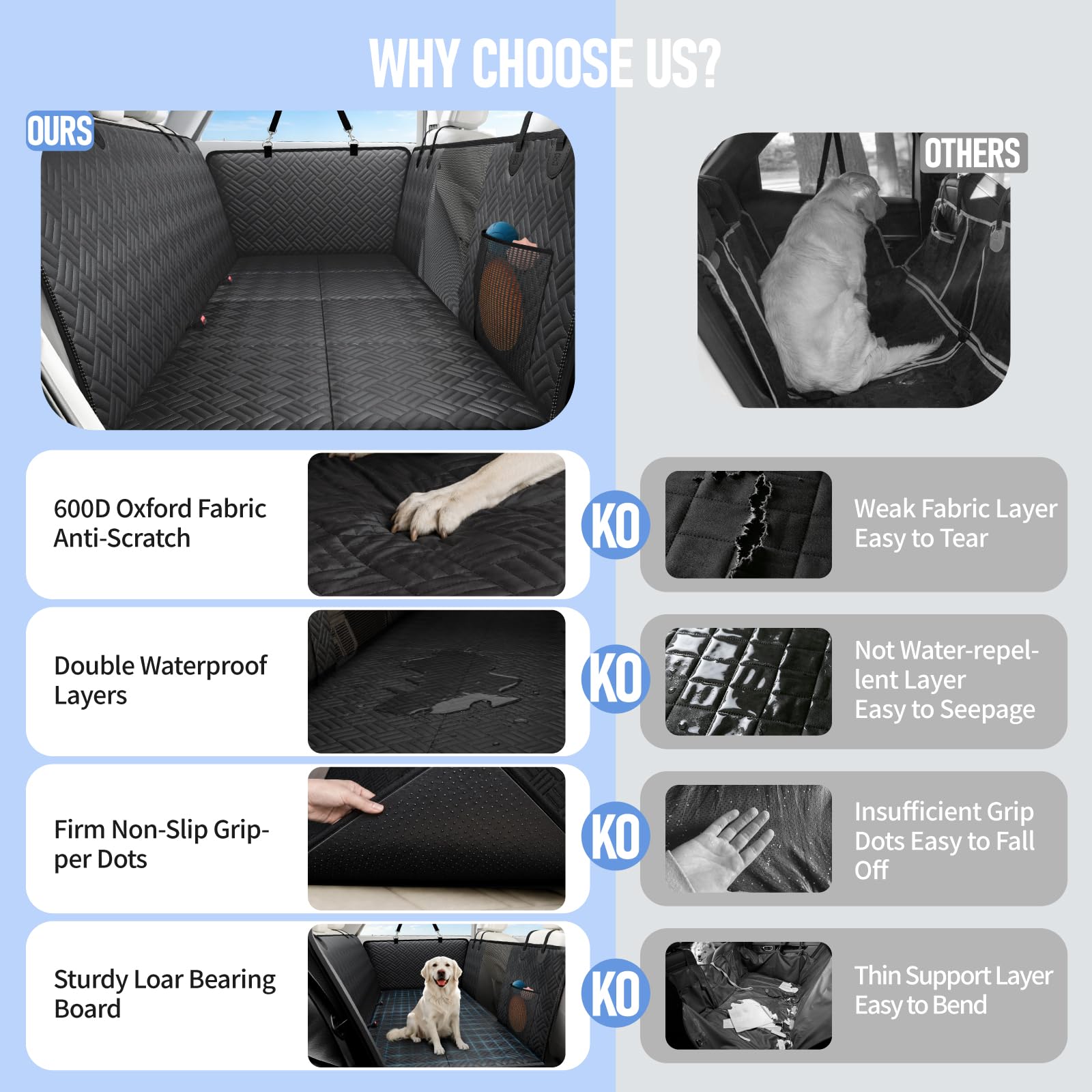 Hard-Bottom Dog Car Seat Cover & Back Seat Extender