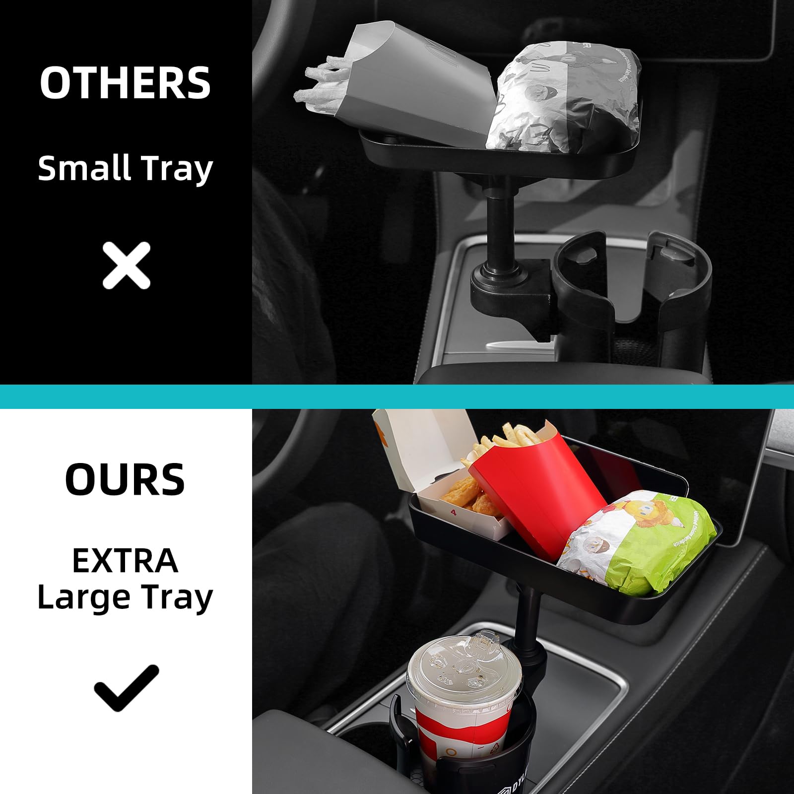 9.5-Inch Detachable Car Cup Holder Food Tray Table