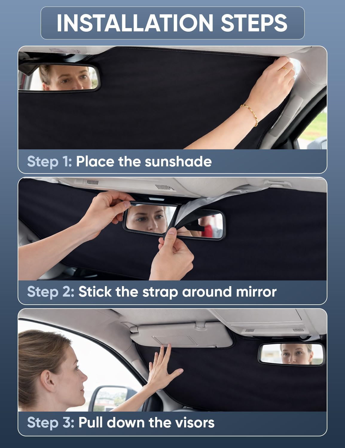 Front Windshield Sun Shade & Car Window Sun Visor
