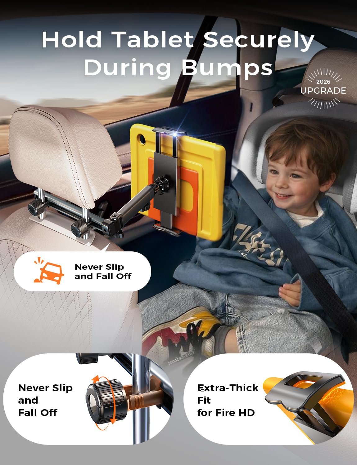 3-in-1 Backseat Tablet Holder & Car Organizer
