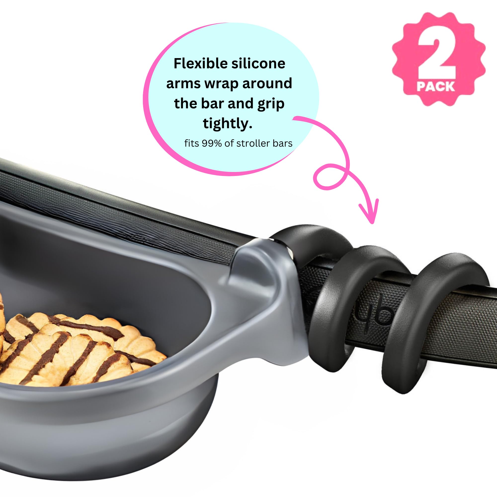 Universal Stroller Snack Tray & Cup Holder Attachment