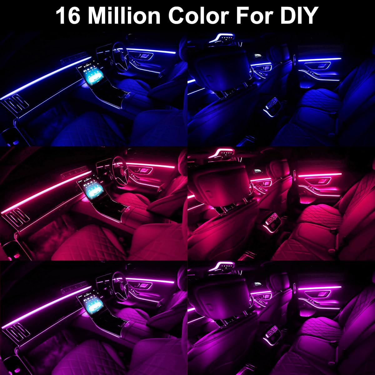 5-in-1 App-Controlled LED Strip Lights for Car Interiors
