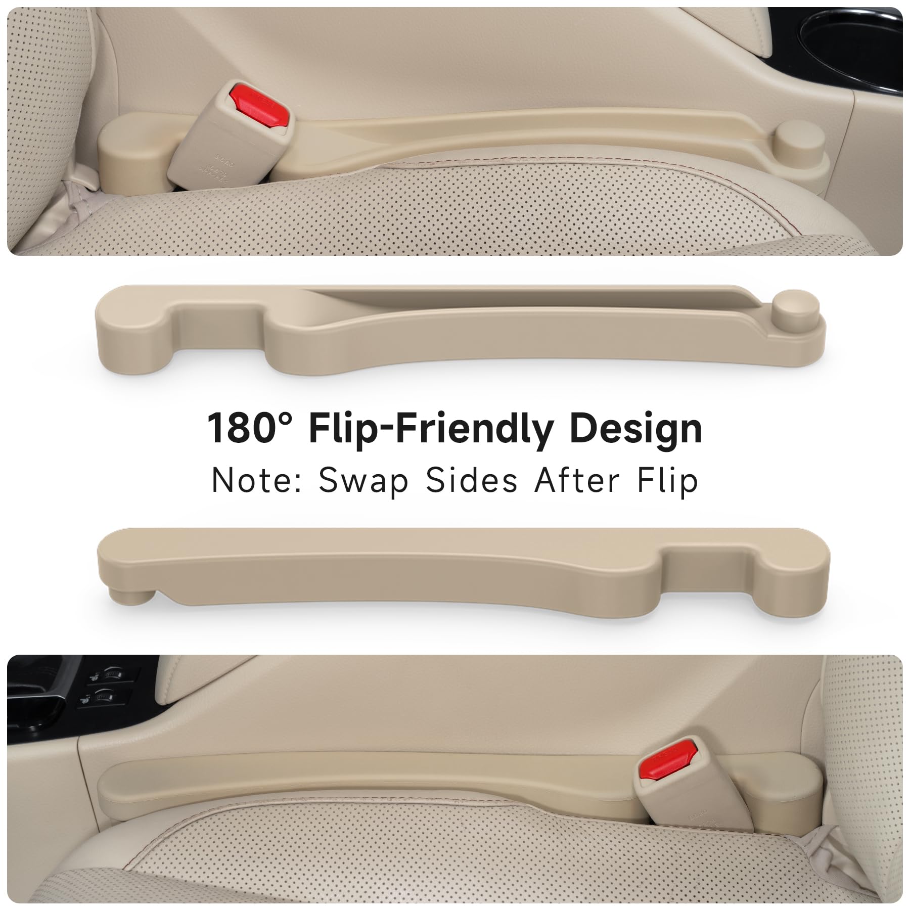 2-Pack 3-in-1 Car Seat Gap Fillers with Organizer & Hook