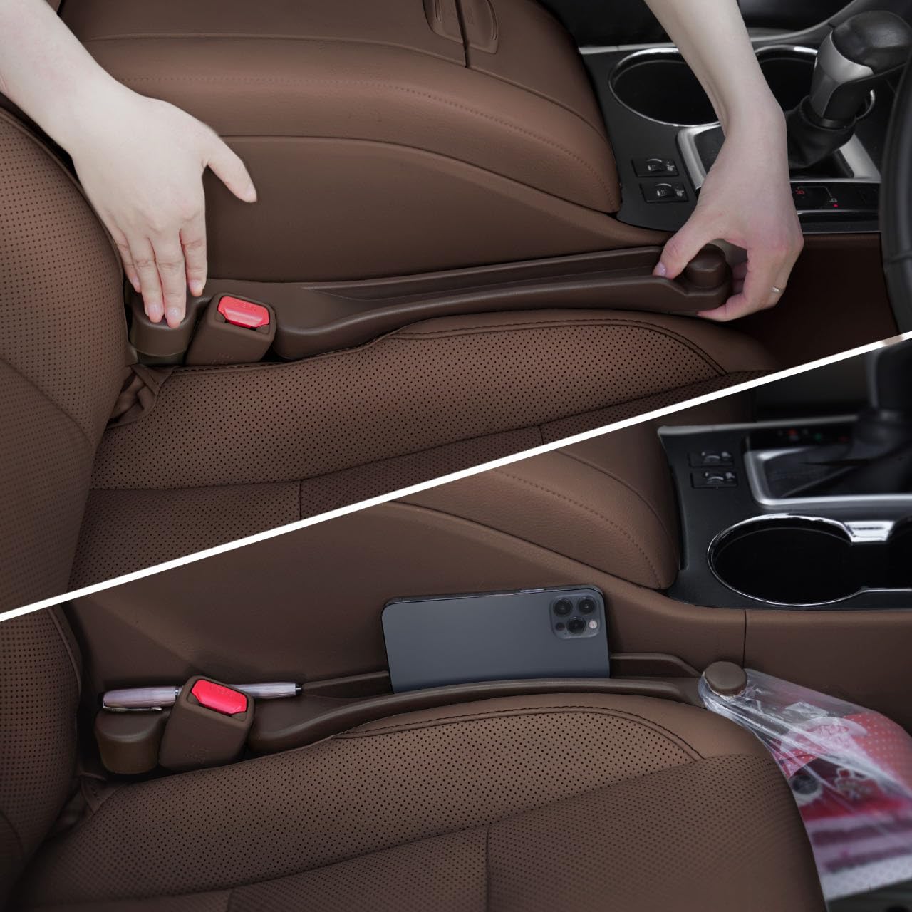 2-Pack 3-in-1 Car Seat Gap Fillers with Organizer & Hook