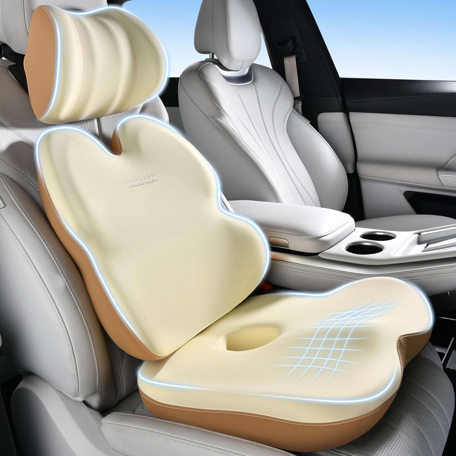 Ergonomic Memory Foam Car Seat Cushion for Sciatica Relief