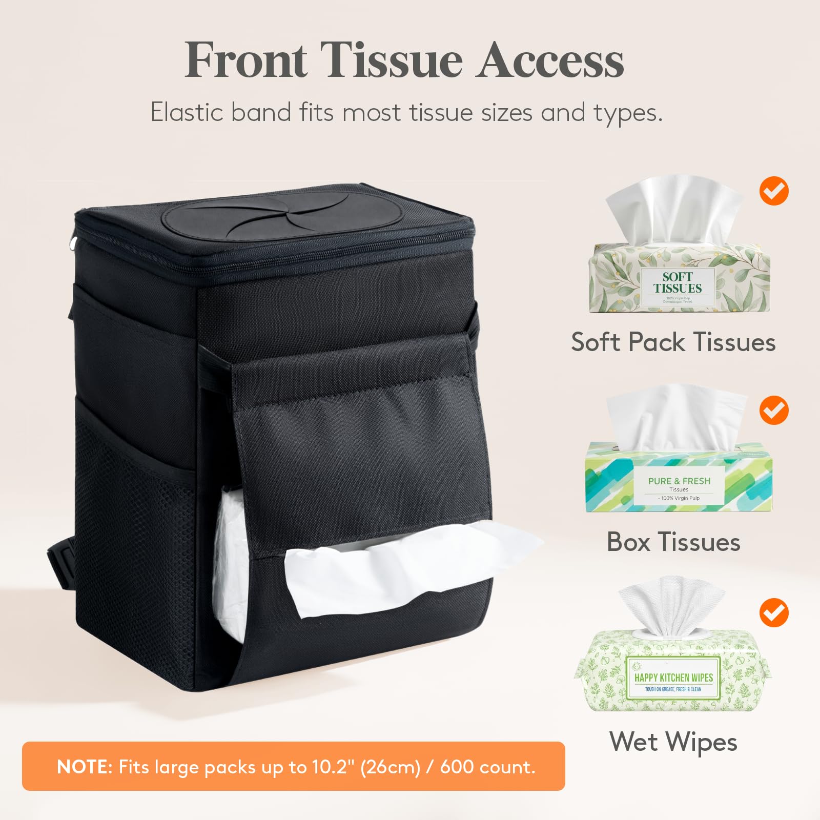 Hanging Car Trash Can with Lid & Garbage Bag Holder