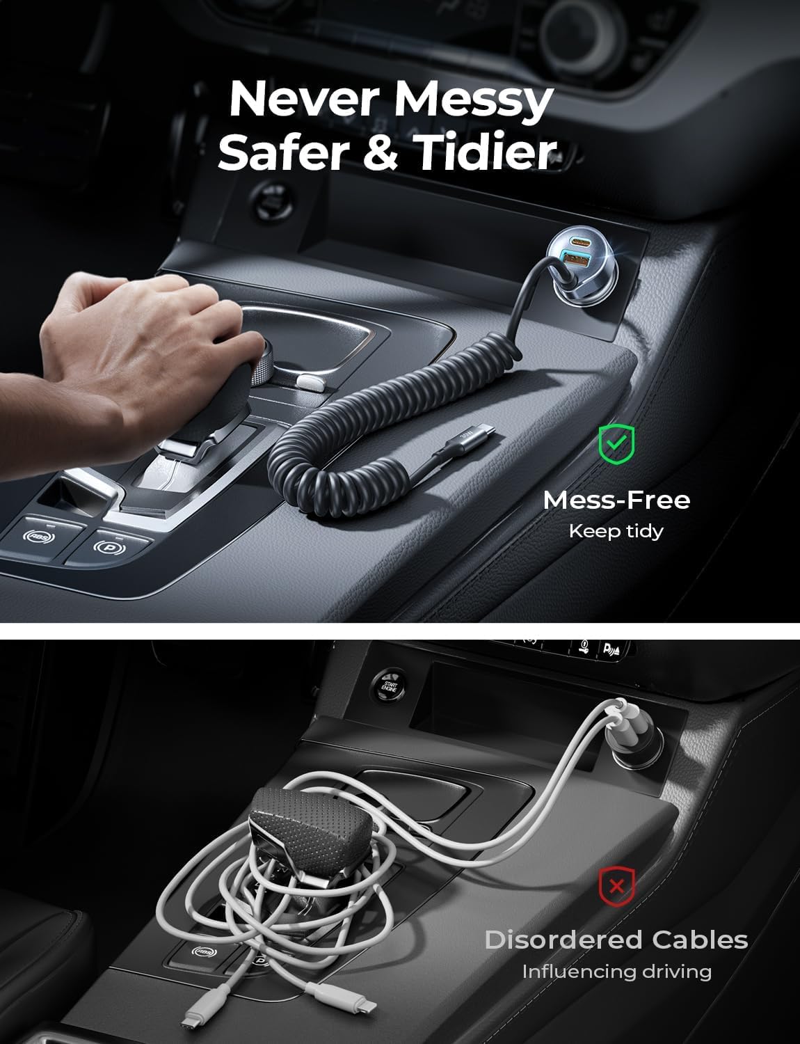 90W USB-C Fast Car Charger for iPhone & Samsung Galaxy