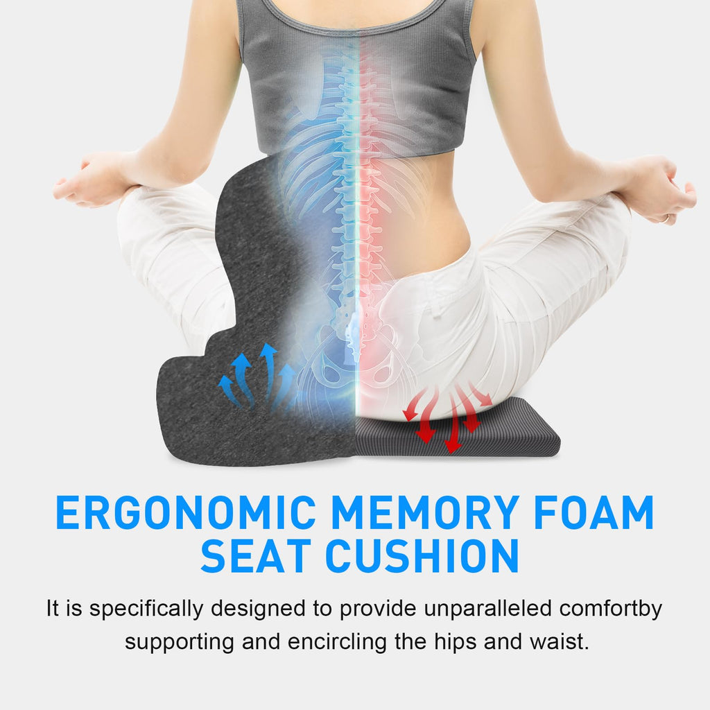 Memory Foam Car Seat Cushion with Back Support for Drivers