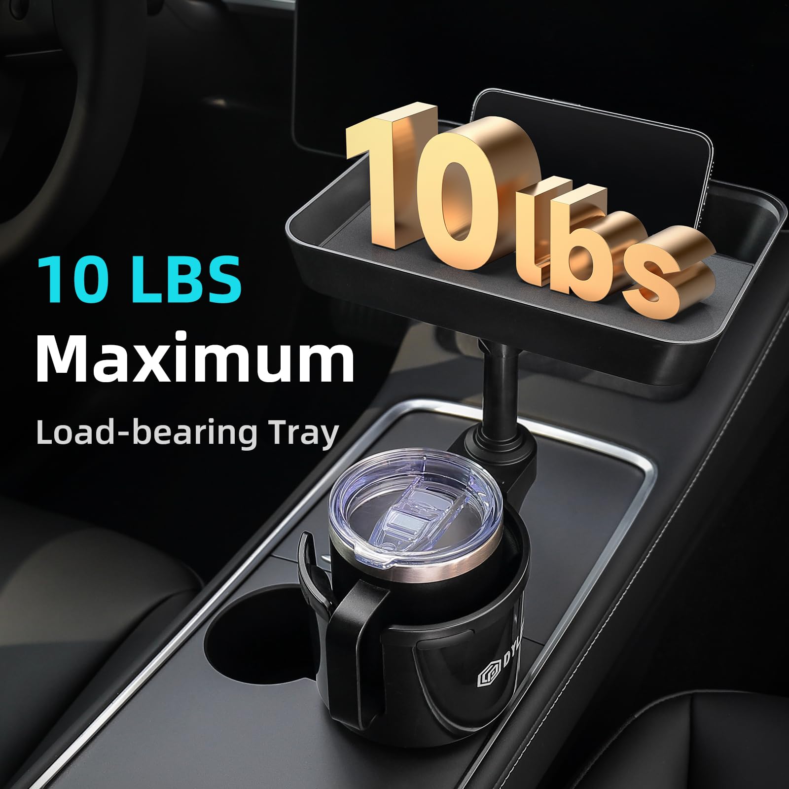 9.5-Inch Detachable Car Cup Holder Food Tray Table