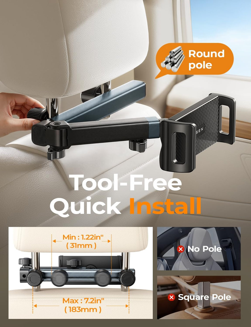 3-in-1 Backseat Tablet Holder & Car Organizer