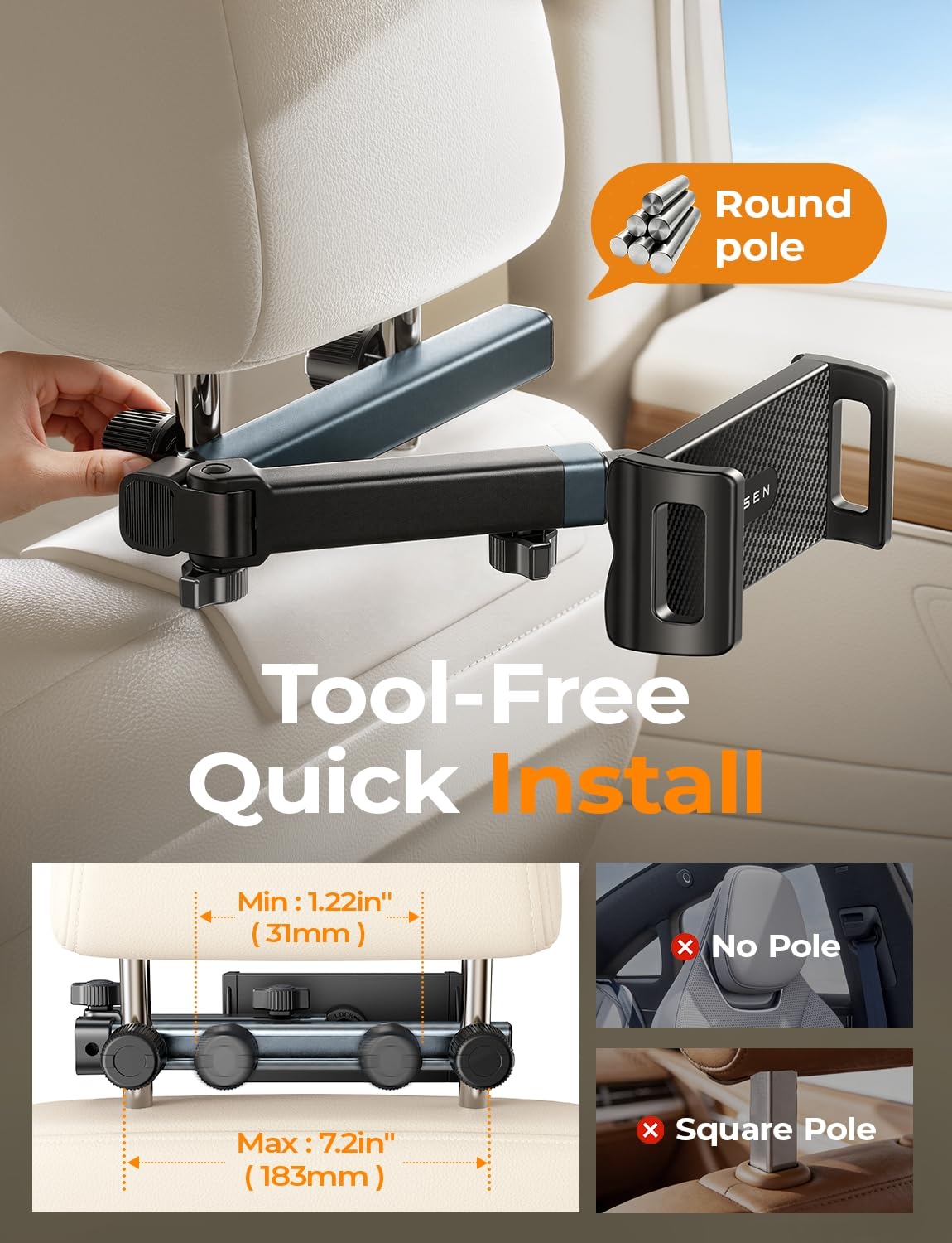 3-in-1 Backseat Tablet Holder & Car Organizer
